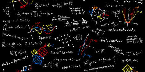 Blackboard with mathematics sketches - vector illustration