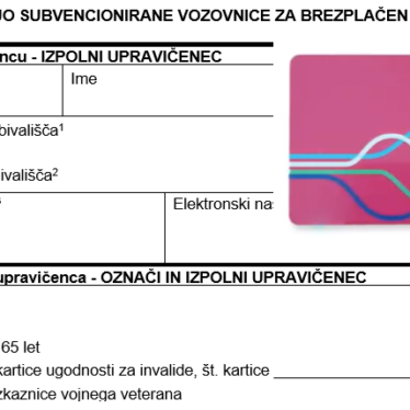 Vloga Za Izdajo Subvencionirane Vozovnice Za Brezplačni Prevoz ...