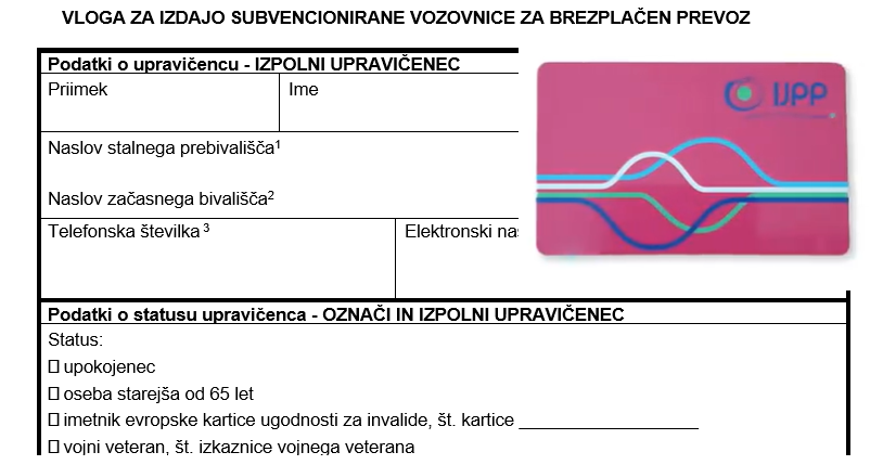 Brezplačni Prevoz Za Upokojence – Vloga Za Izdajo / Pridobitev ...