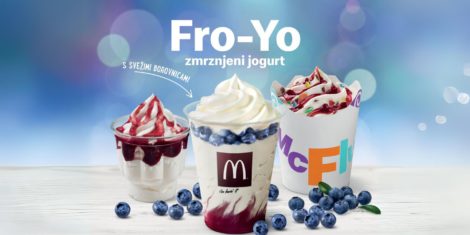 McDonald's FroYo zmrznjen jogurt zdaj prvič v McDonald's Slovenija, izbrati ga je možno tudi z borovničevim prelivom in svežimi borovnicami